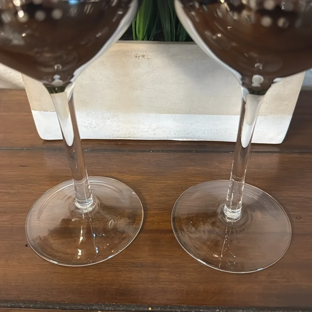 Lavish by Circleware Crystal, Silver Plated Art Deco, Red Wine Glasses, set of 2 - Picture 6 of 9